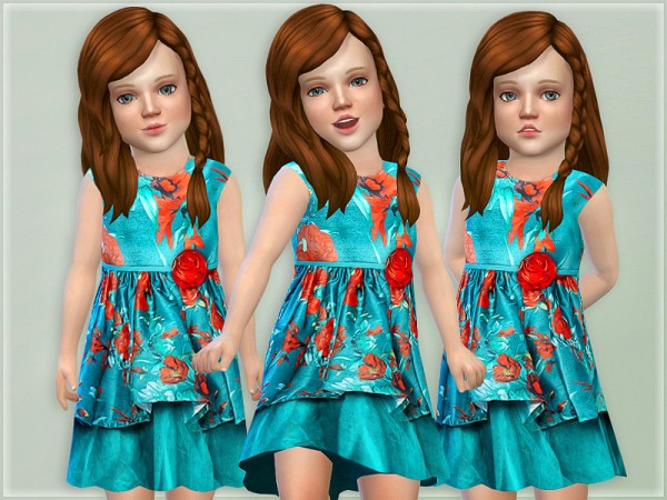  The Sims Resource: Floral Layered Toddler Dress by lillka
