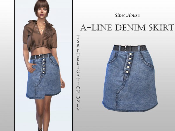  The Sims Resource: Denim A Line Skirt by Sims House