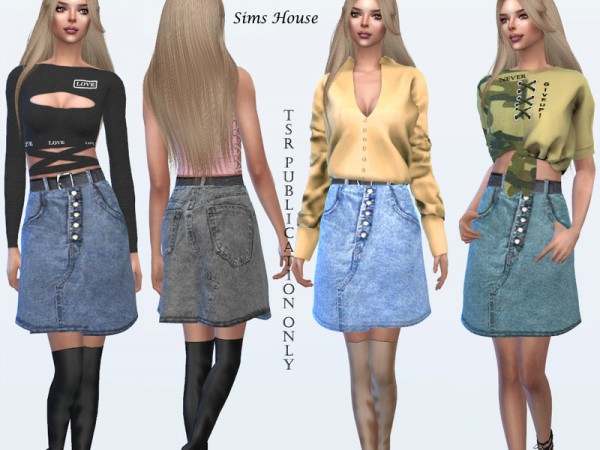  The Sims Resource: Denim A Line Skirt by Sims House