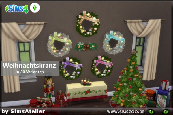  Blackys Sims 4 Zoo: Christmas wreath by SimsAtelier