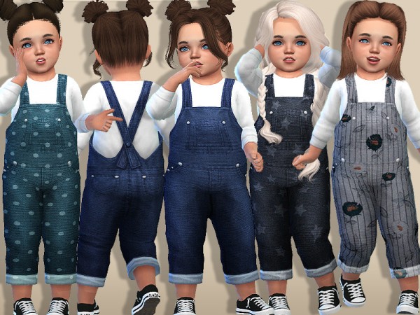  The Sims Resource: Cozy Denim Winter Overalls For Toddlers by Pinkzombiecupcakes
