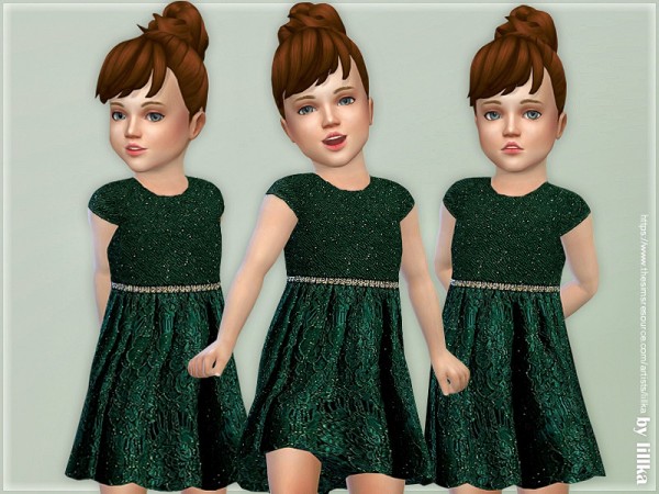  The Sims Resource: Green Glitter Dress for Toddler by lillka