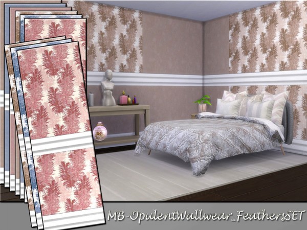  The Sims Resource: Opulent Wallwear Feathers Set by matomibotaki