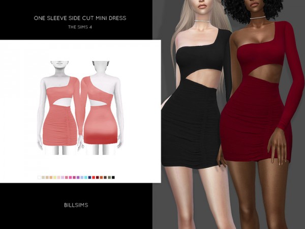  The Sims Resource: One Sleeve Side Cut Mini Dress by Bill Sims