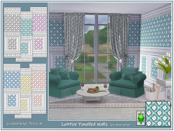  The Sims Resource: Lattice Panelled Walls by marcorse
