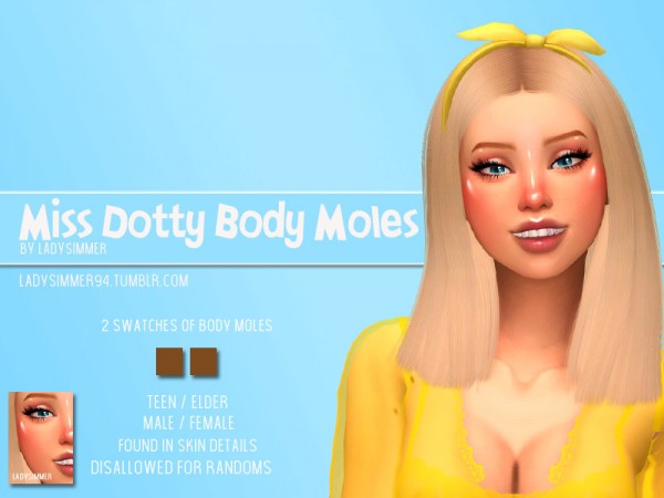  The Sims Resource: Miss Dotty Body Moles by LadySimmer94