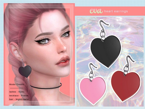  The Sims Resource: Eva Heart Earrings by Screaming Mustard