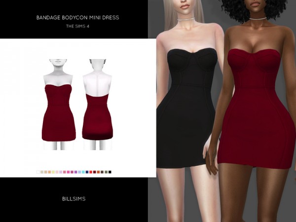  The Sims Resource: Bandage Bodycon Mini Dress by Bill Sims