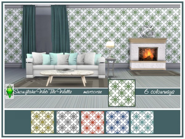  The Sims Resource: Snowflake Web Tile Walls by marcorse