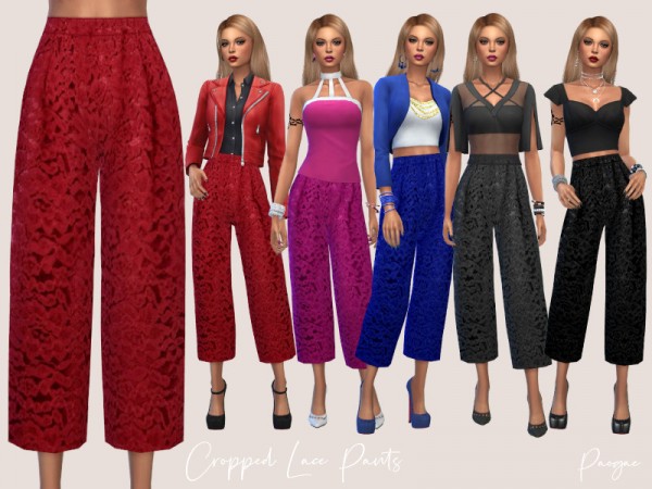  The Sims Resource: Cropped Lace Pants by Paogae