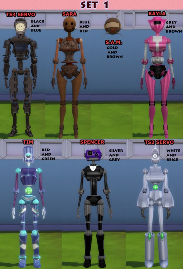  Mod The Sims: Lots of Bots   21 Colourful Servo Overrides by  Lots of Bots   21 Colourful Servo Overrides by Esmeralda