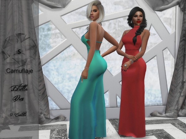  The Sims Resource: Estrella Dress by Camuflaje