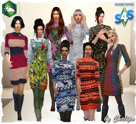 All4Sims: Christmas dress by Chalipo