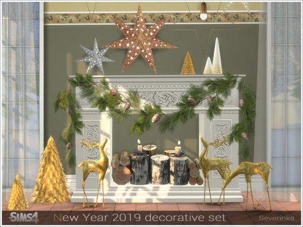  The Sims Resource: New Year 2019 decorative set by Severinka