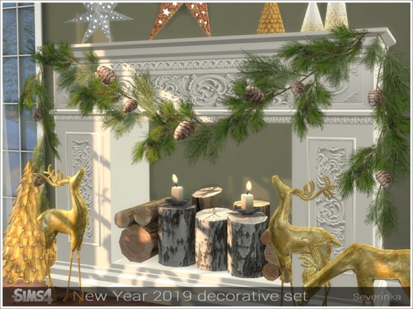  The Sims Resource: New Year 2019 decorative set by Severinka
