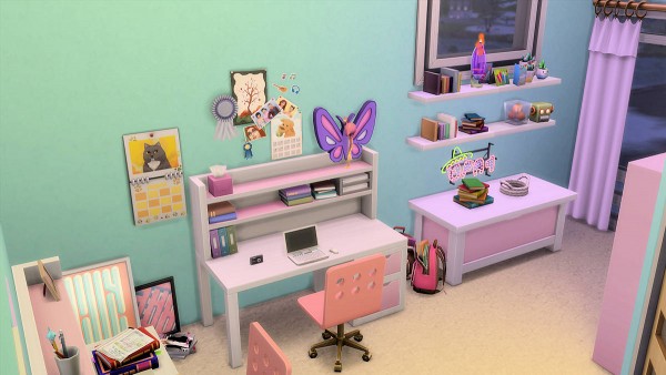  Mod The Sims: Colorful Foxbury Dorm Rooms Renovation (No CC) by Caradriel