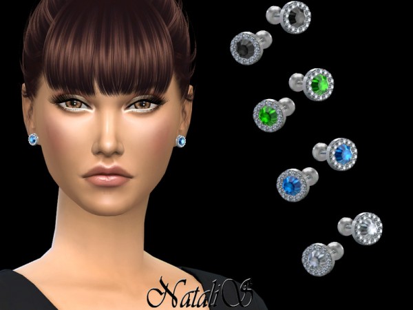  The Sims Resource: Diamond halo stud earrings by NataliS