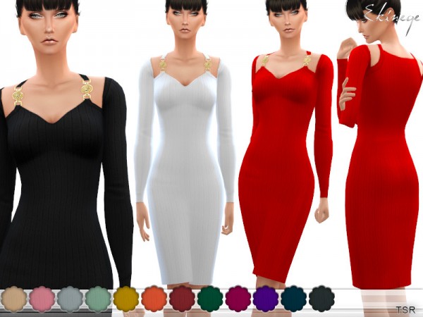  The Sims Resource: Cut Out Ribbed Knit Dress by ekinege