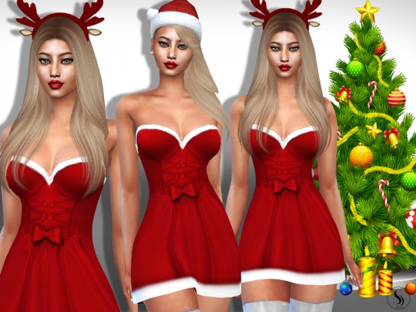  The Sims Resource: Xmas Party Costume Dress by saliwa