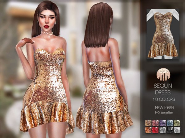  The Sims Resource: Sequin Dress BD158 by busra tr