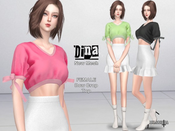  The Sims Resource: Dina   Bow Crop Top by Helsoseira