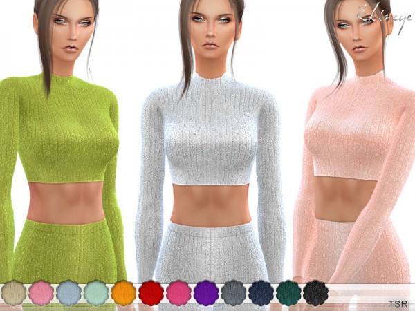  The Sims Resource: Metallic Rib Knit Cropped Top by ekinege