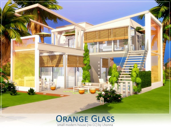  The Sims Resource: Orange Glass House by Lhonna