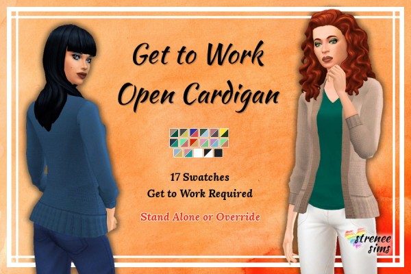  Strenee sims: Get to Work Open Cardigan Solid Colors