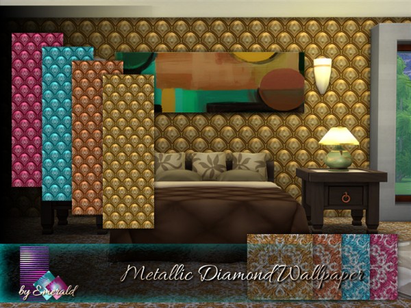  The Sims Resource: Metallic Diamond Wallpaper by emerald