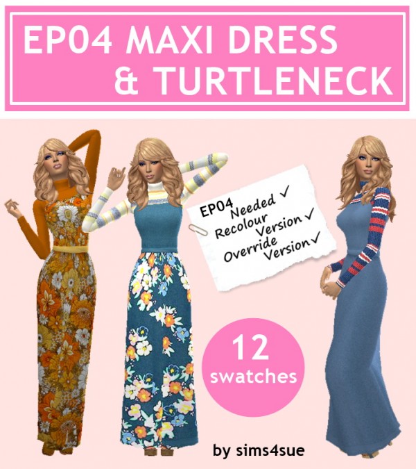  Sims 4 Sue: Maxi dress turtleneck
