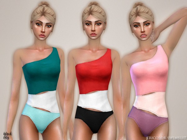  The Sims Resource: Tricolor Swimsuit by Black Lily