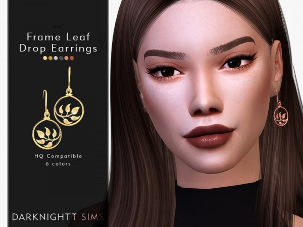  The Sims Resource: Framed Leaf Drop Earrings by DarkNighTt