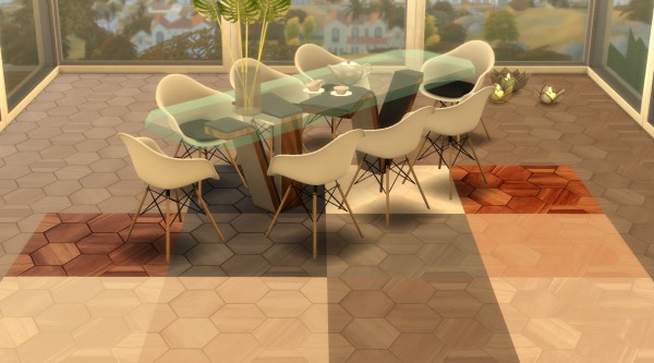  Mod The Sims: Hexagon wood floor, 11 swatches by Velouriah