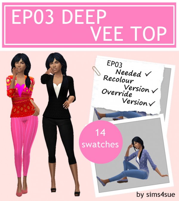  Sims 4 Sue: Deep Vee Top