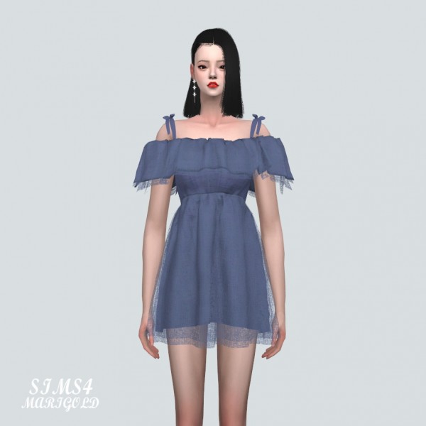  SIMS4 Marigold: Love Ribbon Shoulder Strap Mini Dress