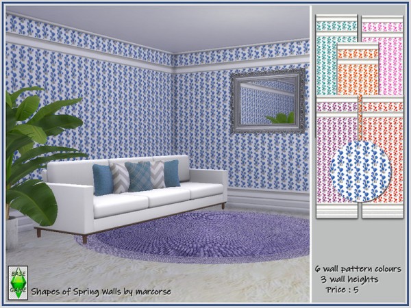  The Sims Resource: Shapes of Spring Walls by marcorse