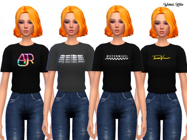  The Sims Resource: Indie pop and K pop Tee Shirts by Wicked Kittie