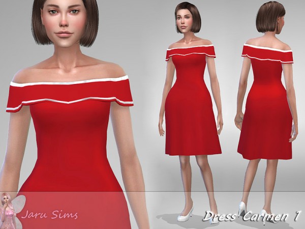 The Sims Resource: Dress Carmen 1 by Jaru Sims