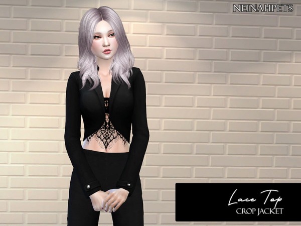  The Sims Resource: Lace Top Crop Jacket by neinahpets