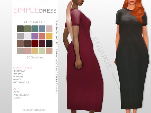  The Sims Resource: Simple Dress by Kouukie