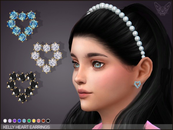 Giulietta Sims: Kelly heart earrings for kids • Sims 4 Downloads
