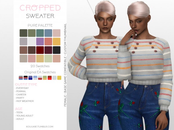  The Sims Resource: Cropped Sweater by Kouukie