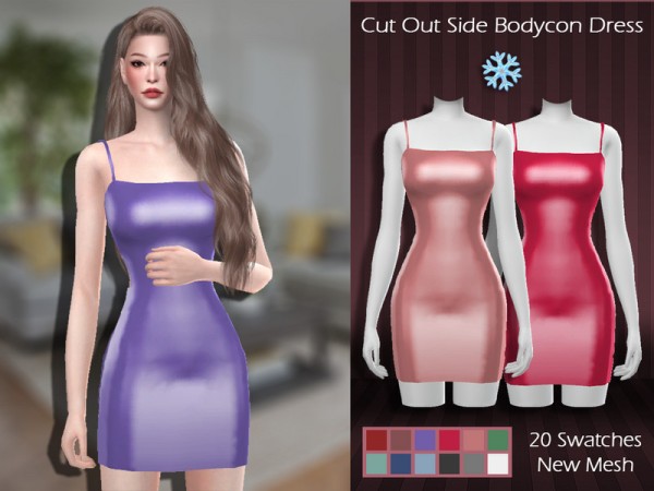  The Sims Resource: Cut Out Side Bodycon Dress by Lisaminicatsims