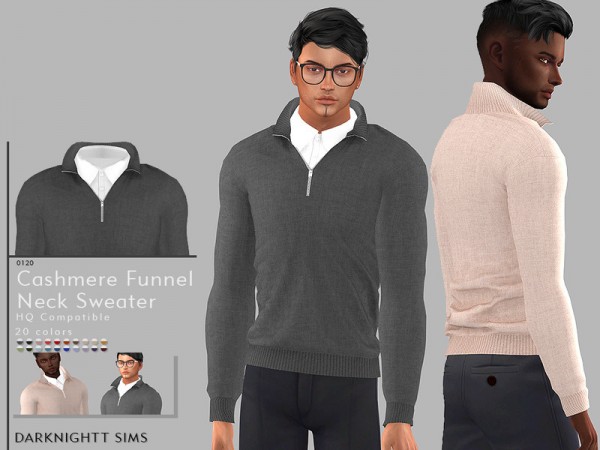  The Sims Resource: Cashmere Funnel Neck Sweater by DarkNighTt
