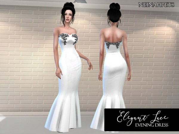  The Sims Resource: Elegant Lace Evening Gown by neinahpets