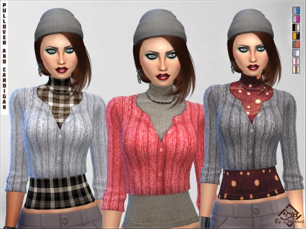  The Sims Resource: Pullover and Cardigan by Devirose