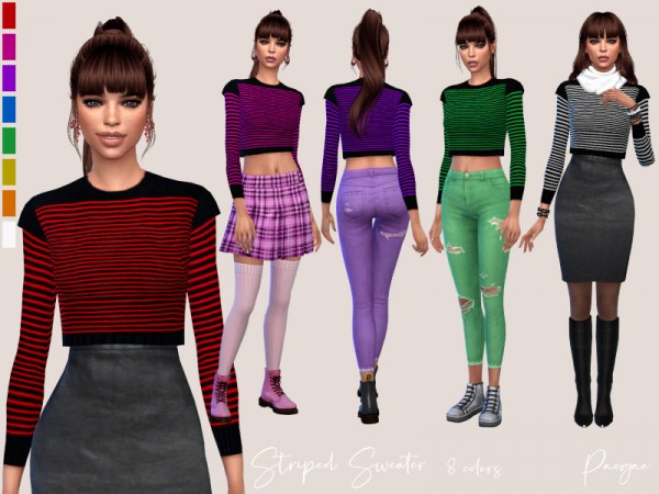  The Sims Resource: Striped Sweater by Paogae