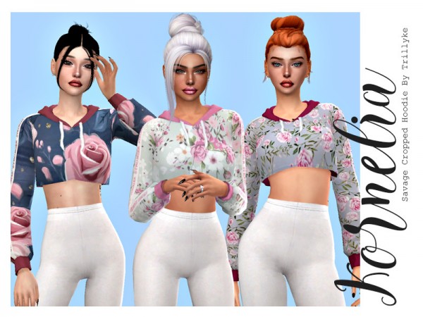  The Sims Resource: Kornelia   Savage Cropped Hoodie recolored by HazelsCloset