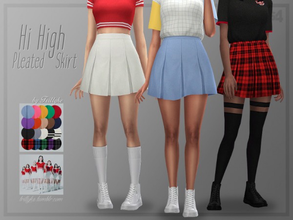 The Sims Resource: Hi High Pleated Skirt by Trillyke • Sims 4 Downloads