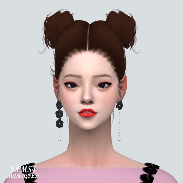  SIMS4 Marigold: Unbalance Flower Pearl Earring
